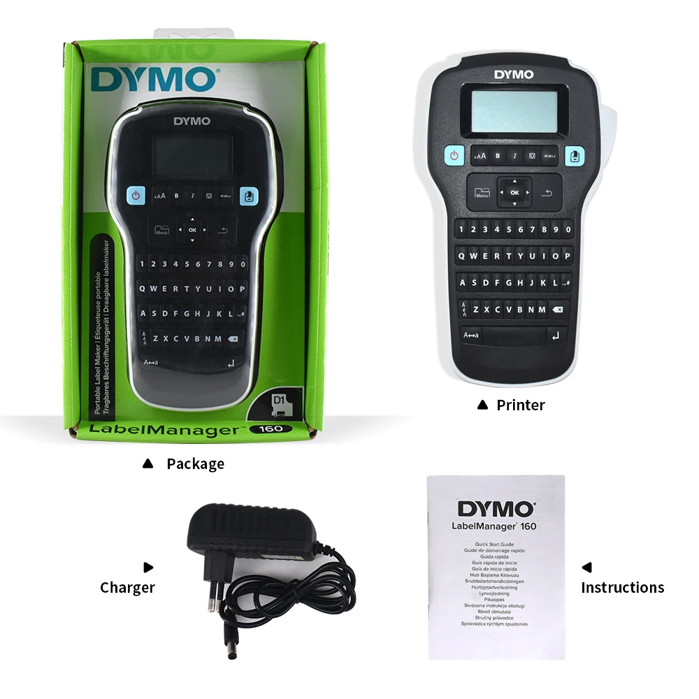 DYMO LM 160 Protable label maker print 6mm/9mm/12mm Cable stickers label printer For D1 label tapes 45022 45013 45010