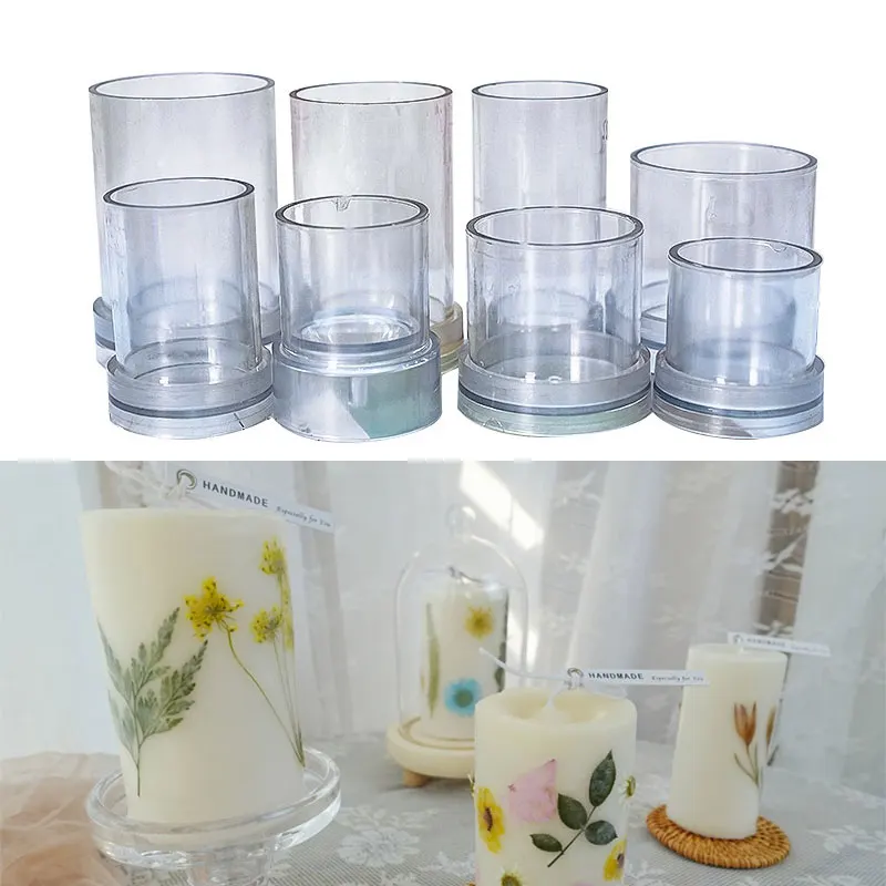 Acrylic 3D Flat Top Cylindrical Candle Mold DIY Candle Making Mould Handmade Easy Demolding Plastic Molds Home Decor