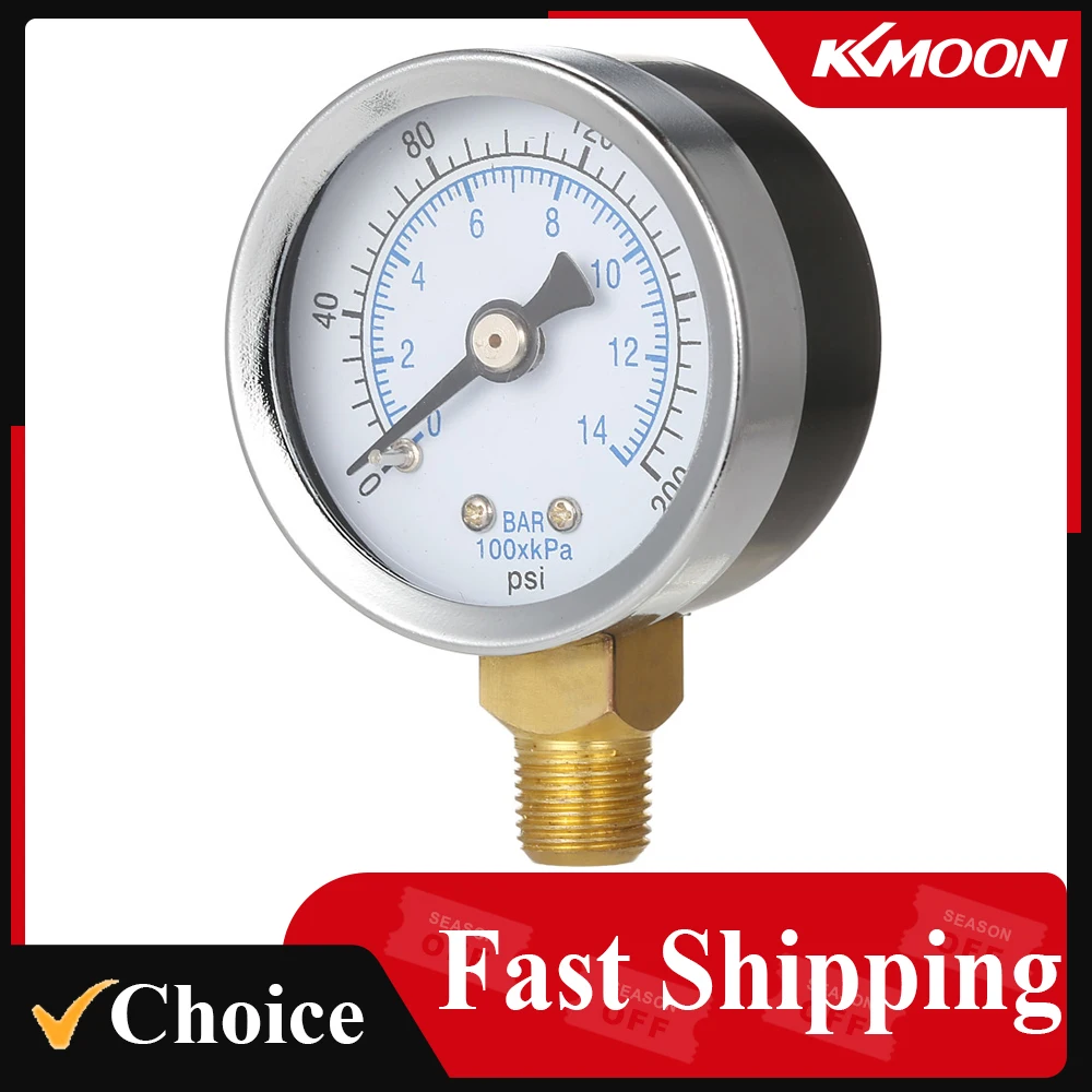 40mm 0~200psi 0~4bar Pool Filter Water Pressure Dial Hydraulic Pressure Gauge Meter Manometer 1/8\