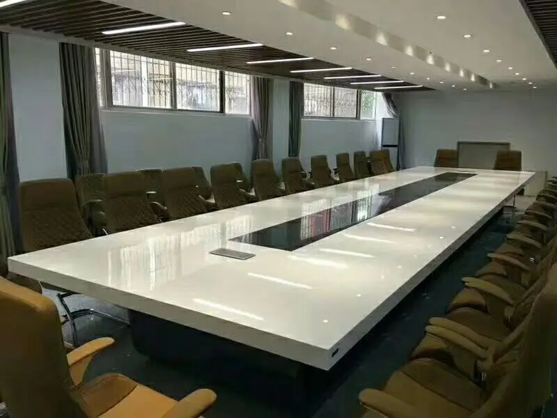 Furniture for 6-14 People OEM Customizable Zero-Origin Conference Table Modern Large Stainless Steel Base Office