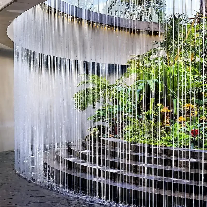 for Optical Fiber Water Curtain LED Colorful Rain Fountain Garden Decor Outdoor Landscape Lighting Waterproof Waterfall