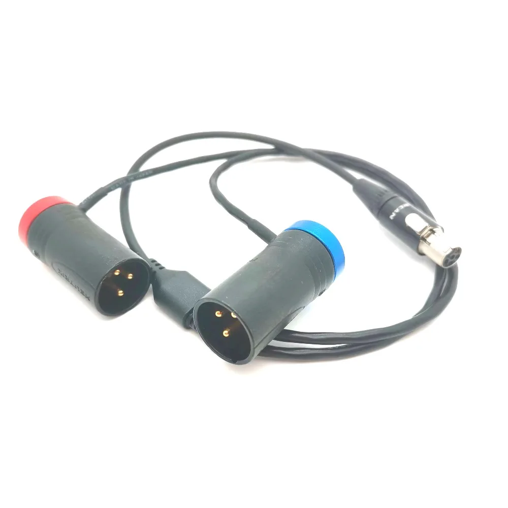 Mini XLR Female 5 Pin Stereo to Dual Channel 3-Pin Male Flat Rotatable Y-Splitter Audio Cable for Zaxcom qrx200