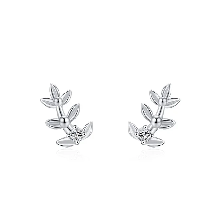 

Japan Korea Jewelry Gift Women S925 Sterling Silver New Simple Leaf Design Earrings