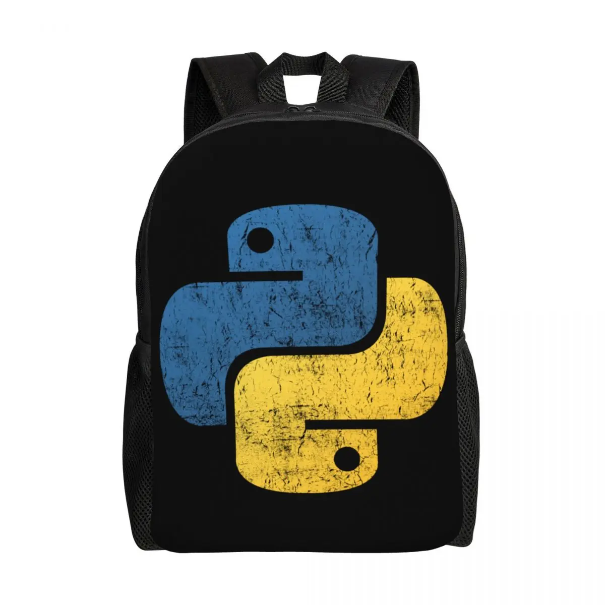 Python Programmer Backpack for Men Women Waterproof School College Distressed Computer Software Developer Bag Print Bookbag