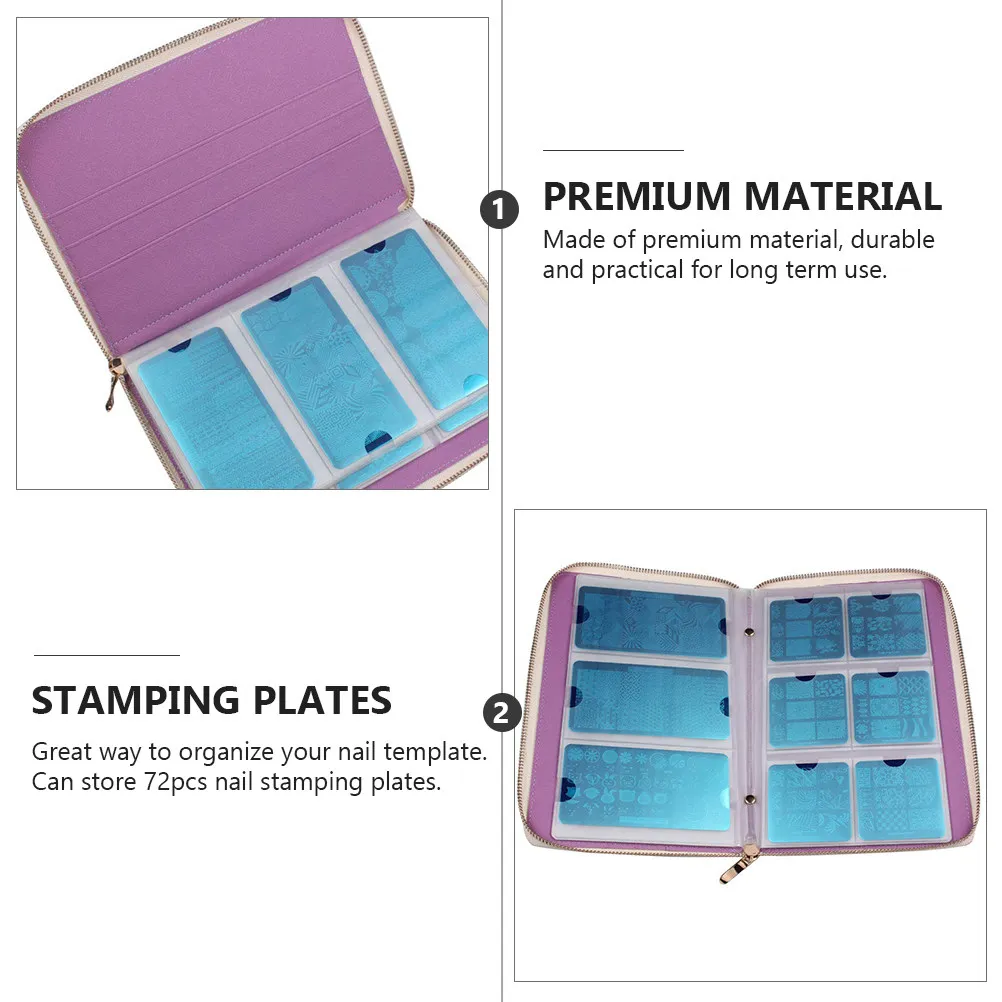1Pcs Nail Art Template Book Holder For Mobile Nail Technician Premium Printing Mold Square Stamping Plates Zipper
