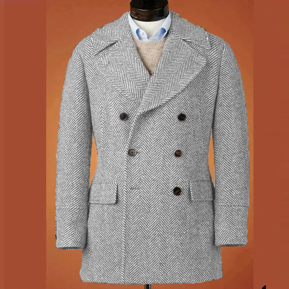 Blazer casual masculino espinha de peixe fino ajuste único breasted elegante jaqueta confortável casaco masculino duplo breasted blazer terno masculino