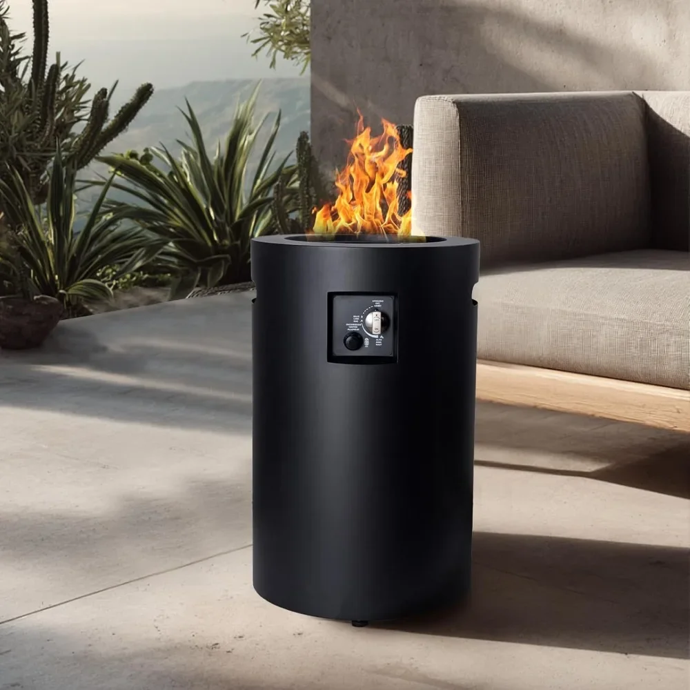 

Propane Fire Pit Outside, Gas Fire Pit Round, 50,000 BTU Fire Column for Outside Patio, Garden, Backyard