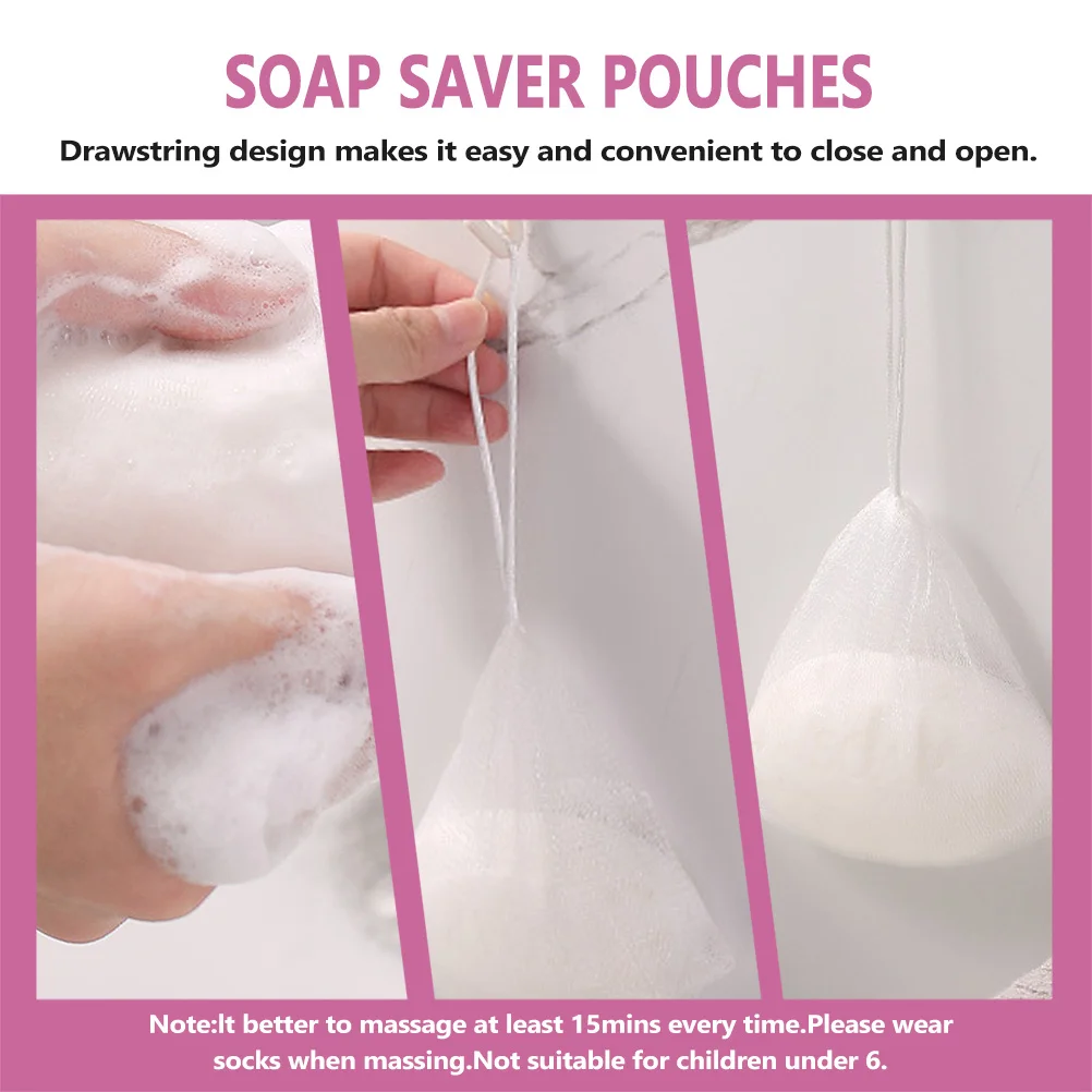 30Pcs Bathroom Soap Mesh Holder Drawstring Foaming Bag for Efficient Lathering Small Soap Saver Solution Mesh Storage Bag