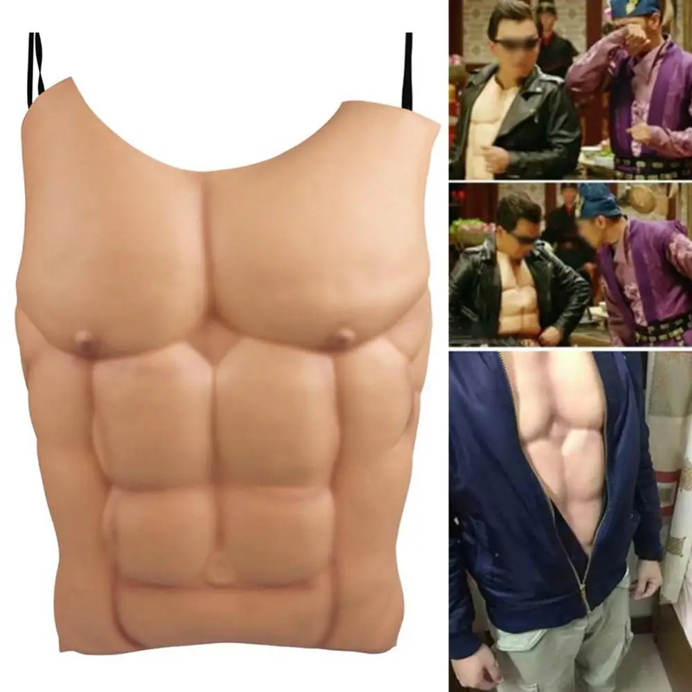 50*43cm Fake Chest Muscle EVA Men Fake Skin Chest Muscle Belly Costume Cosplay Props Crossdresser Halloween Party Decoration