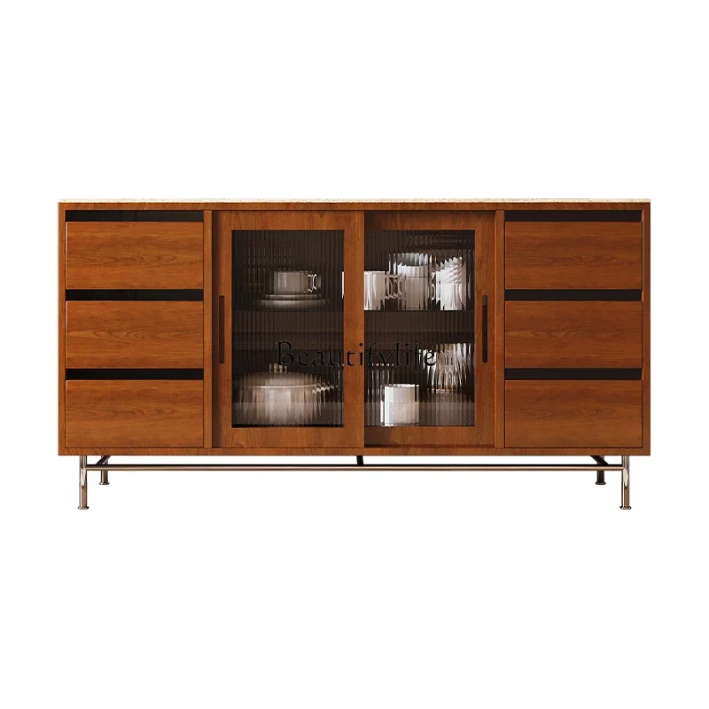 

04Medieval chest, retro living room storage, drawer cabinet sliding door