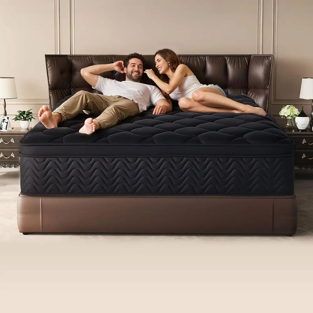 Premium 12 Inch King Mattr- lack Diamond Quilted, Individual ket Spring & Memory oam Top, Cooling & Prure Relie, ed in a ox