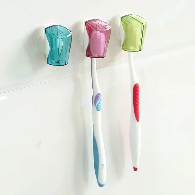 Soporte para cepillo de dientes con ventosa, estante de montaje en pared, almacenamiento de cubierta de cepillo de dientes, producto de baño, 3 piezas por juego