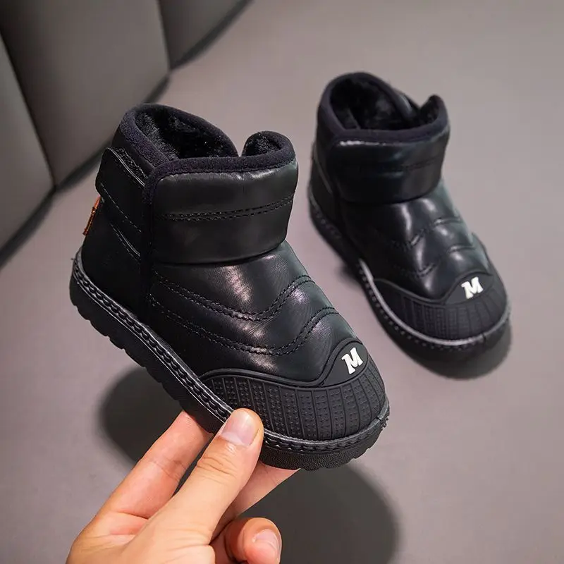 

Kids Winter Snow Boots Girls Boys Short Ankle Boots Anti Slip Fleece Lined Waterproof Warm Thick Cotton Shoes for Child Baby