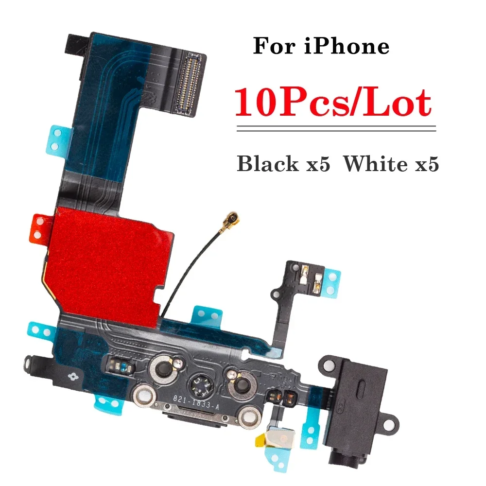 

10Pcs/lot USB Charging Port Dock Connector Flex For iphone 5 5s SE 2020 6 6s 7 8 Plus X XR XS MAX 11 With Mic Repair Part