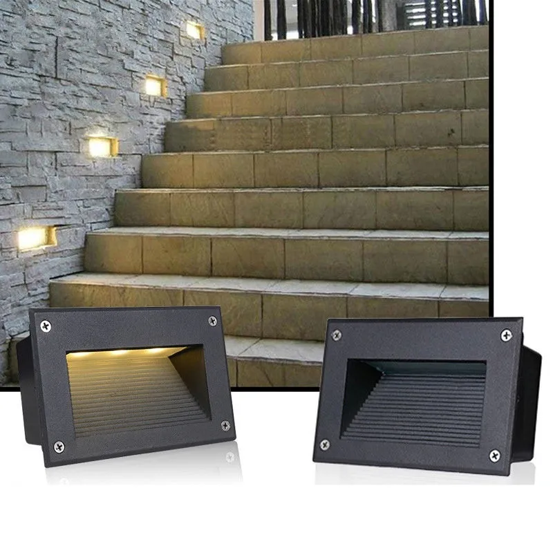 Impermeabile IP65 3W 5W LED Luce del piede Paesaggio Cortile Giardino Creativo Step Light Scala esterna Step Light AC85-265V