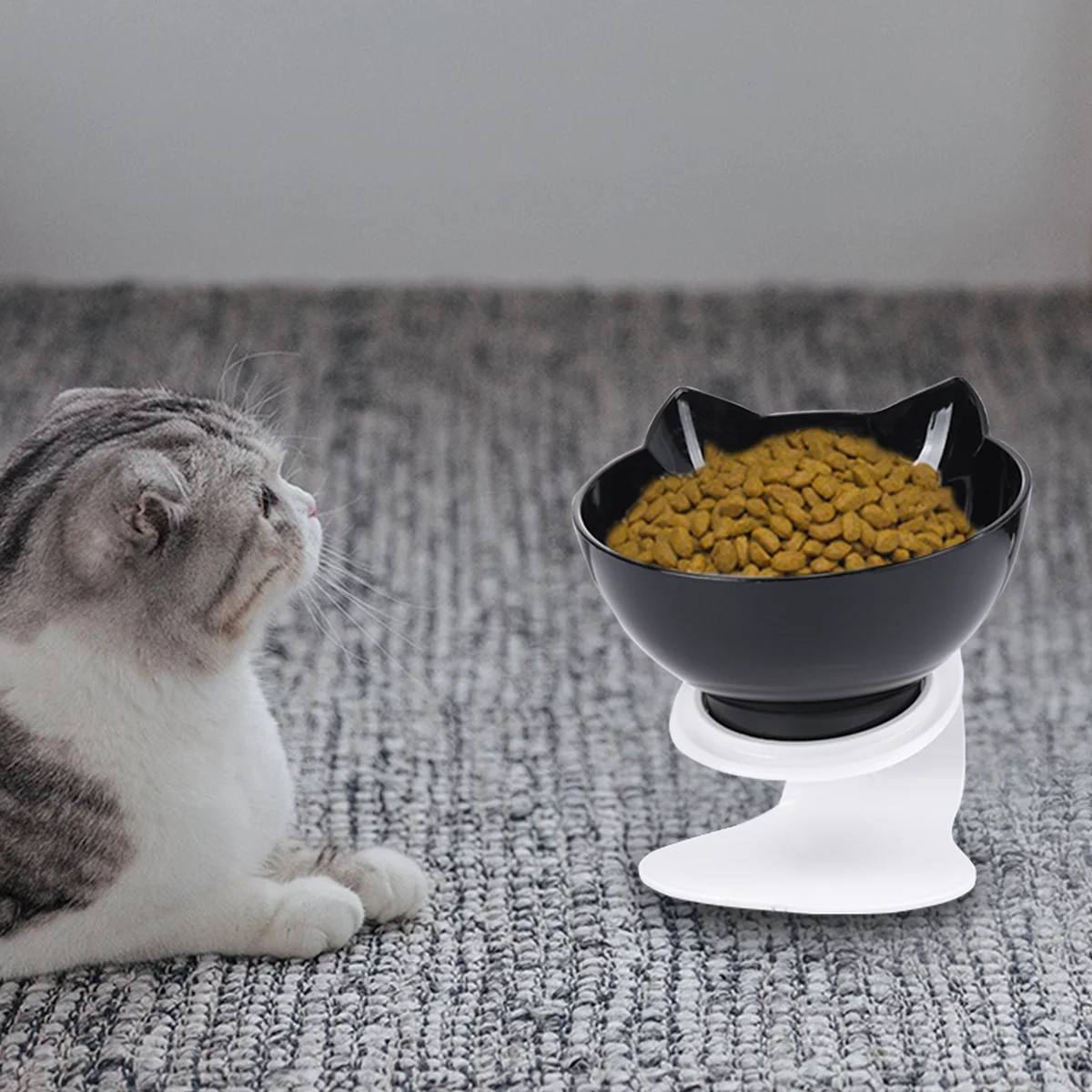 

1Pcs Plastic Cat Feeder Bowls Tilt Neck Guard Stable Anti Overturn Smooth Surface Easy Clean Pet Food Water Bowl