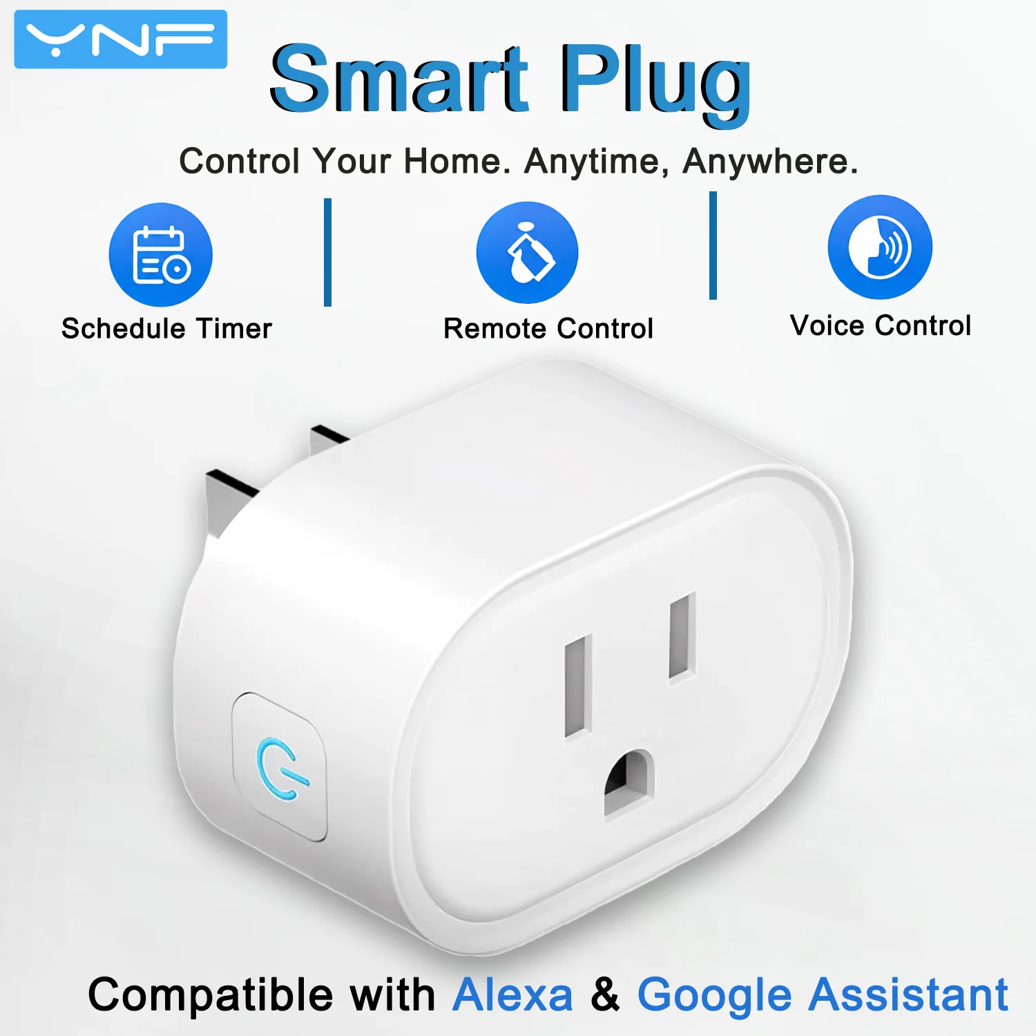 YNF Mini Smart Plug, Simple Setup with Voice, Works  with Alexa, Remote Control, Timer & Schedule.（Note: Requires Alexa Echo ）