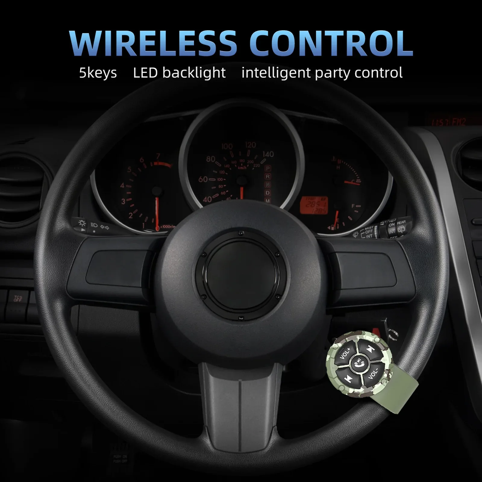 1 قطعة دراجة نارية بلوتوث متوافق مع الوسائط حجم زر اللاسلكية التحكم عن بعد ل IOS أندرويد هاتف لوحي توجيه السيارة