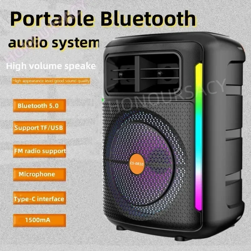 Portable 80W High Power Bluetooth Speaker RGB Colorful Light Wireless Subwoofer 360 Stereo Surround Boom Box BT/TF/USB Soundbox