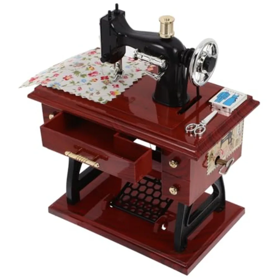 

Cabilock Sewing Machine Mini Music Box, Vintage Sewing Music Box Clockwork Vintage Musical Classical Desk Decor Home Crafts Tab