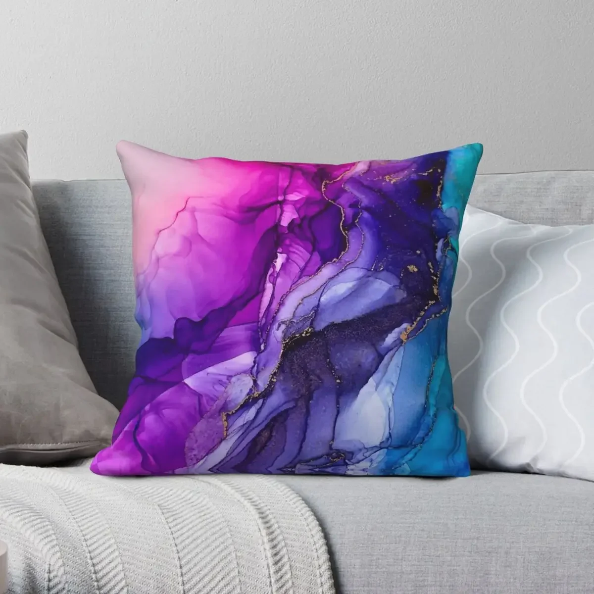 Abstract Vibrant Rainbow Ombre Square Pillowcase Polyester Linen Velvet Creative Decorative Throw Pillow Case Room Cushion Case