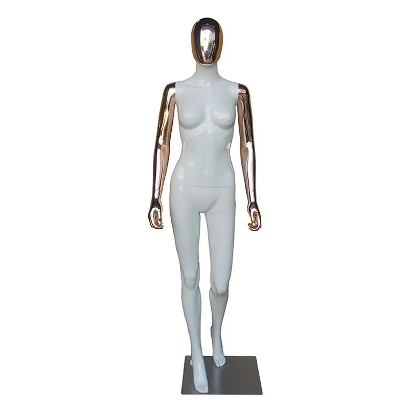 Electroplated Plastic Full Body Mannequin Female Dummy Model for Clothing Store Display Rack Tabletop Prop Simulated Human