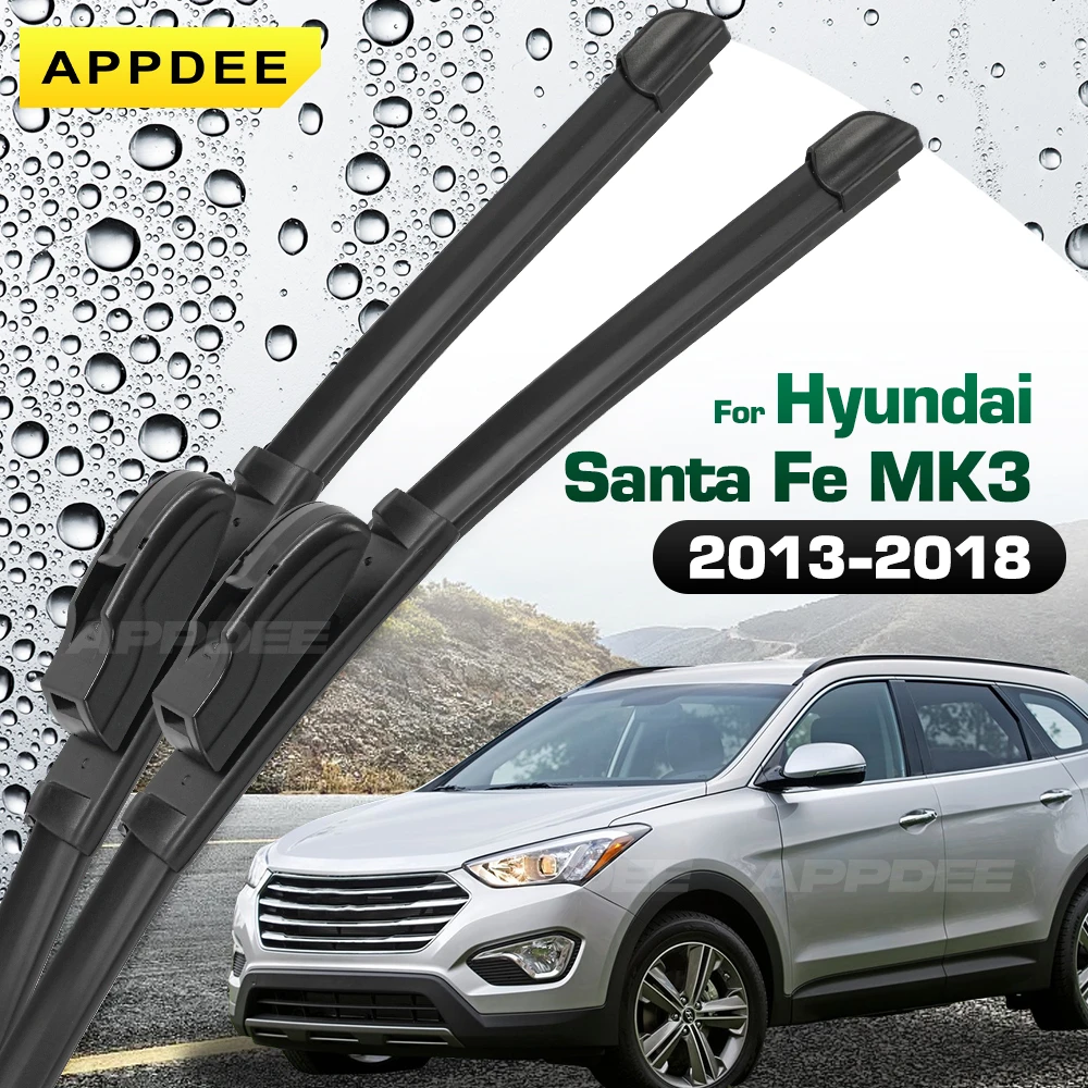 

APPDEE For Hyundai Santa Fe MK3 2013-2018 Silicone & Rubber Wiper Front Wiper Blades Windshield Windscreen Window Brushes