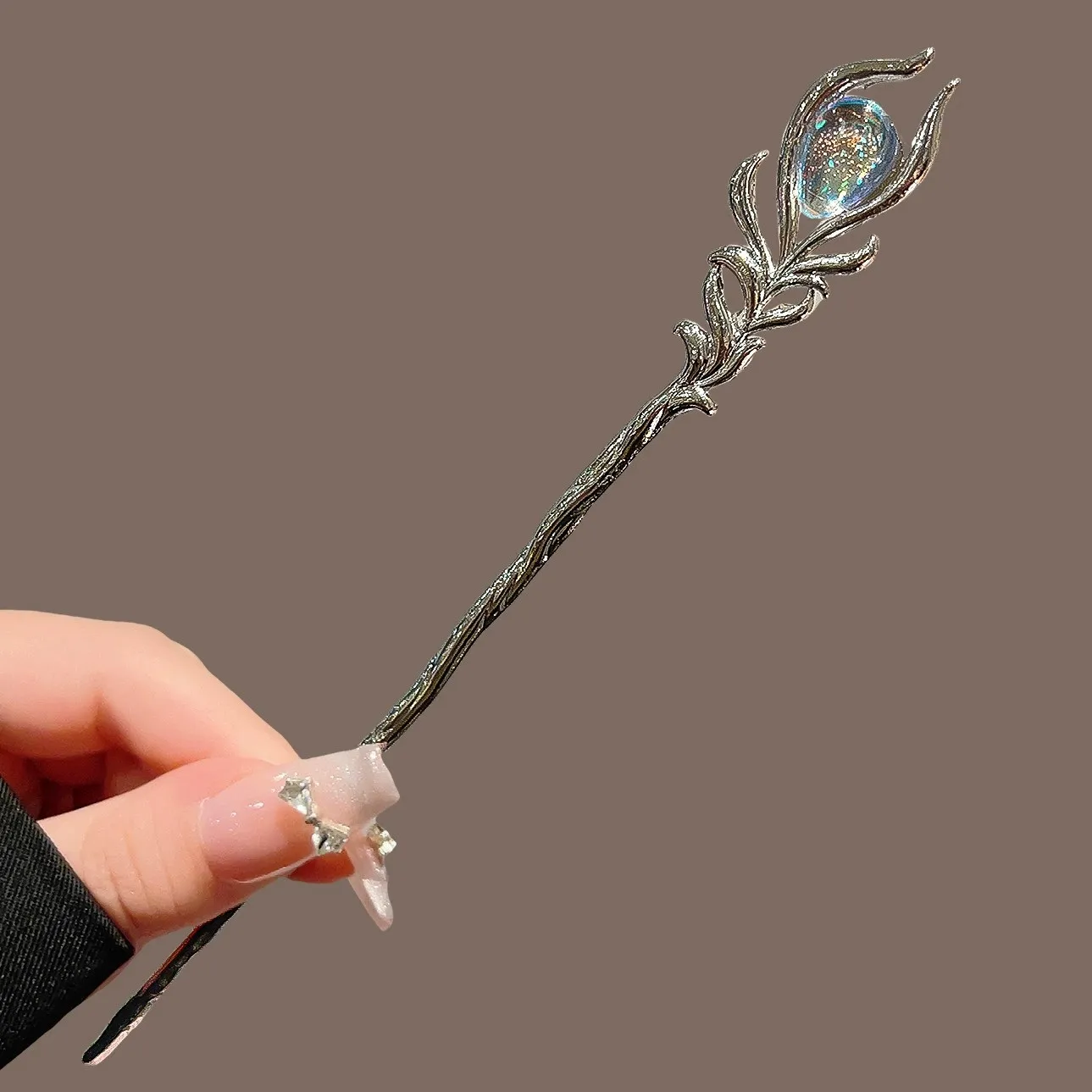 Spinka do włosów Moonlight Stone Aurora, motyw podwójnego motyla, damska, antyczna ozdoba na głowę, metalowa biżuteria, akcesoria do włosów.