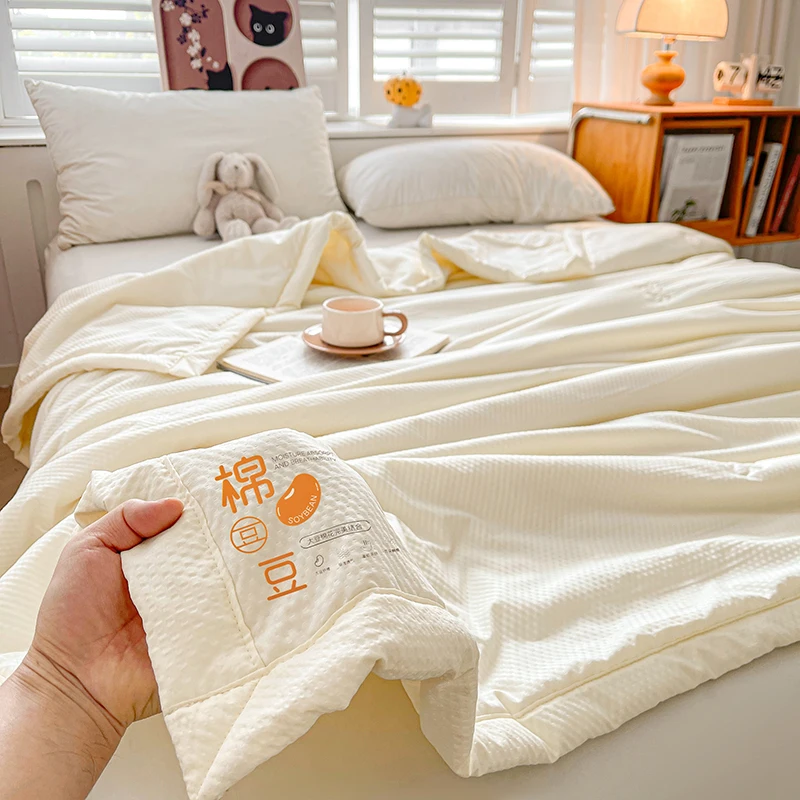 

Cooling Summer Quilt Blanket for Adult Kid Air-condition Lightweight Smooth Nap Blanket 150x200cm Single Dormitory Quilt 여름이불