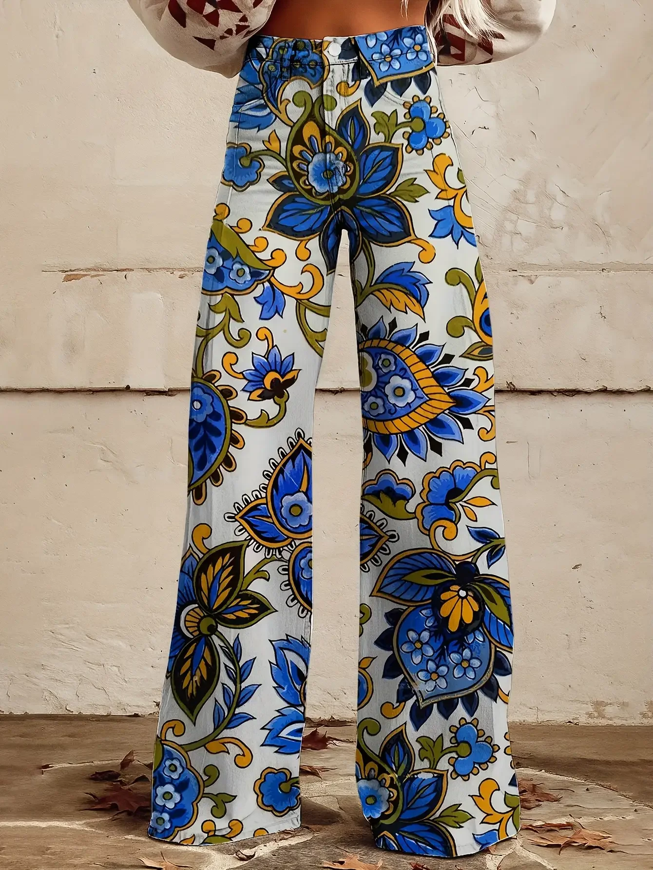2026Women's slim fit wide leg flared pants, Bold and personalized styling, with multiple patterns