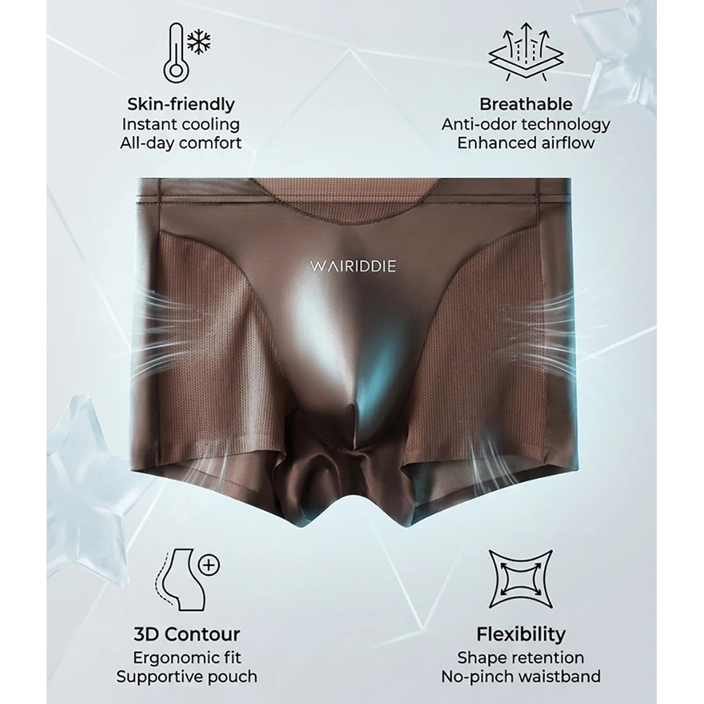 1/3PCS Luxury Satin-like Ice Silk Men Underwear Cool Breathable Double-side Mesh Men's Panties High Elastic Seamless Lingeries image 3