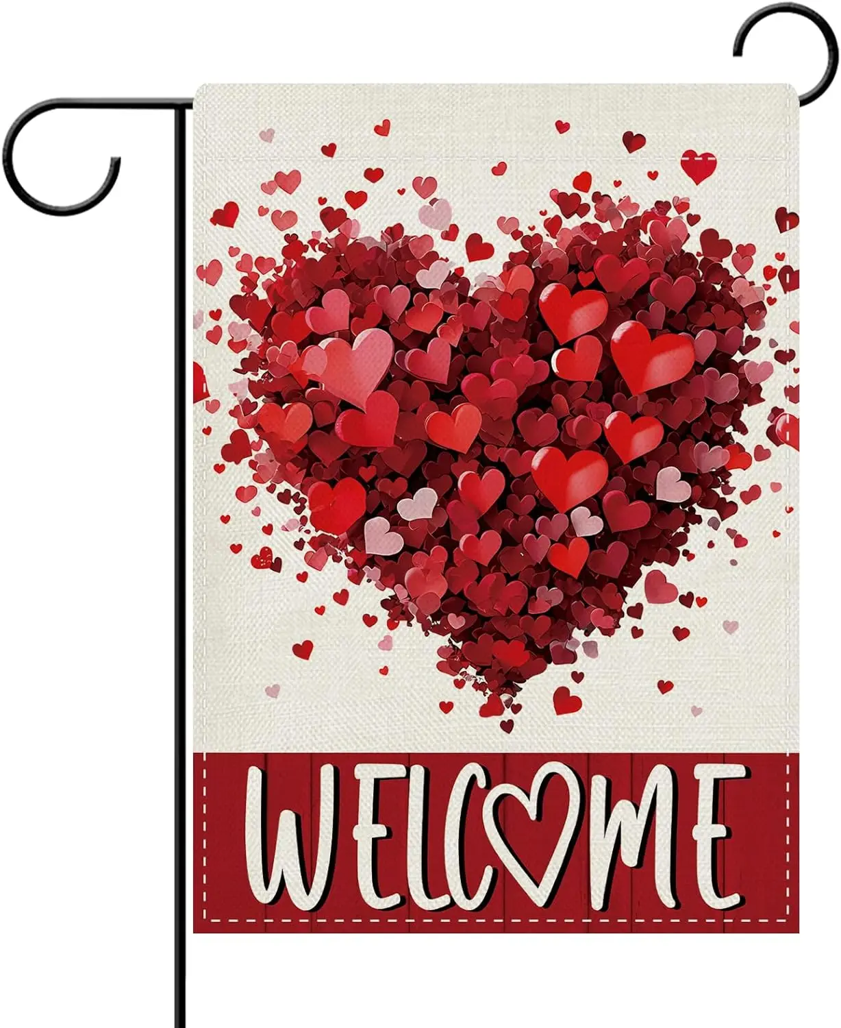 Dyrenson Welcome Valentines Day Decorative Garden Flag, Red Love Hearts Farmhouse Yard Outside Home Decoration, Anniversary  LLO
