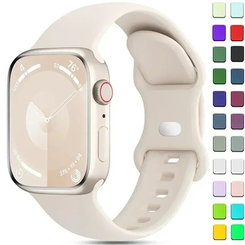 For Apple Watch Band 44mm 40mm 45mm 41mm 49mm 42mm 38mm 46MM Silicone Correa Bracelet IWatch Series 9 8 7 6 5 4 3 10 46mm Strap image 3