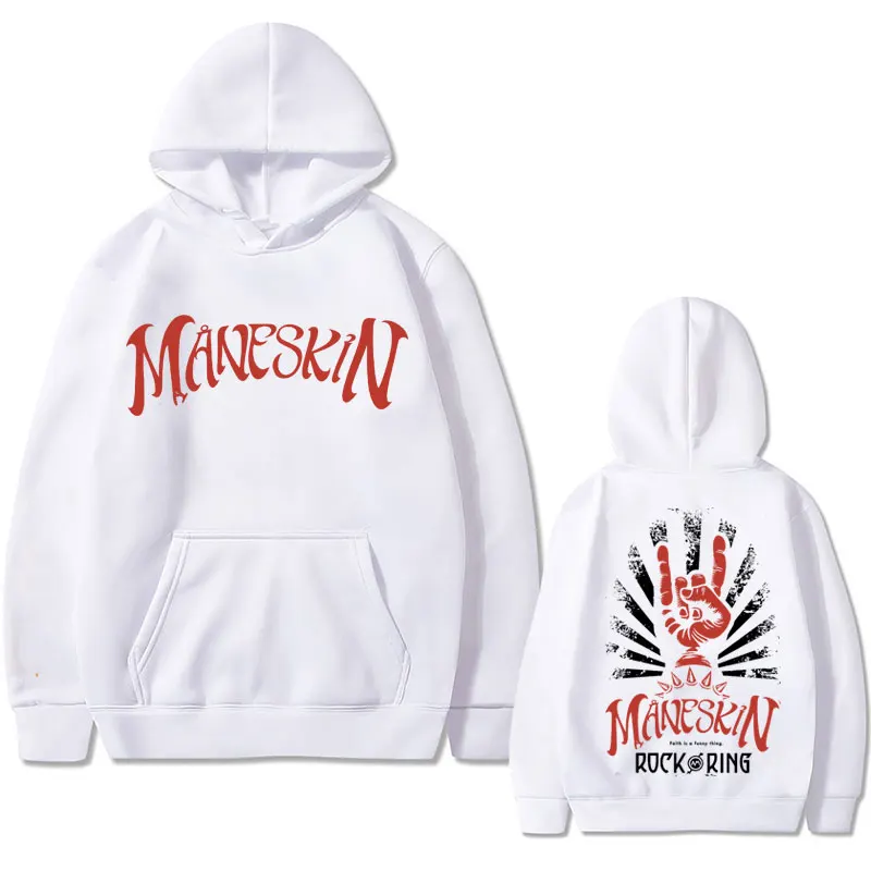 Maneskin Best Rock Am Ring Print Hoodie Italian Punk Rock Band Hoodies Unisex Casual Streetwear Men Hip Hop Oversized Sweatshirt