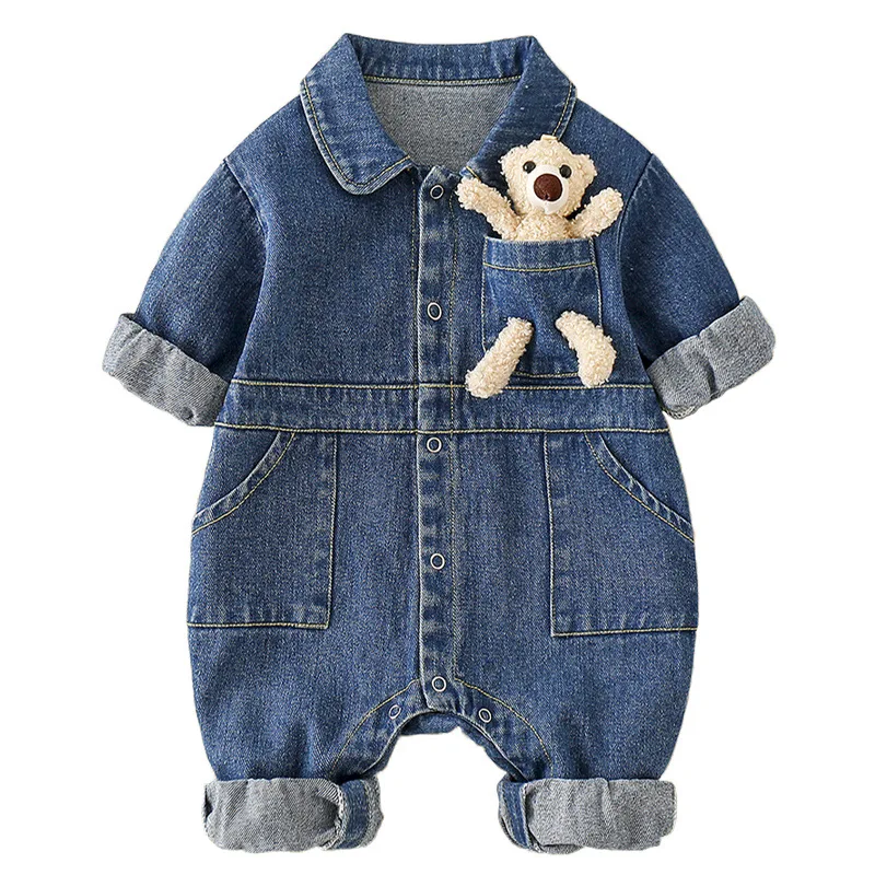 Baby 2023 Spring and Autumn Clothing Newborn Denim Onesie Cotton Fashion Boys and Girls baby Clothes out Clothing Crawl Suit