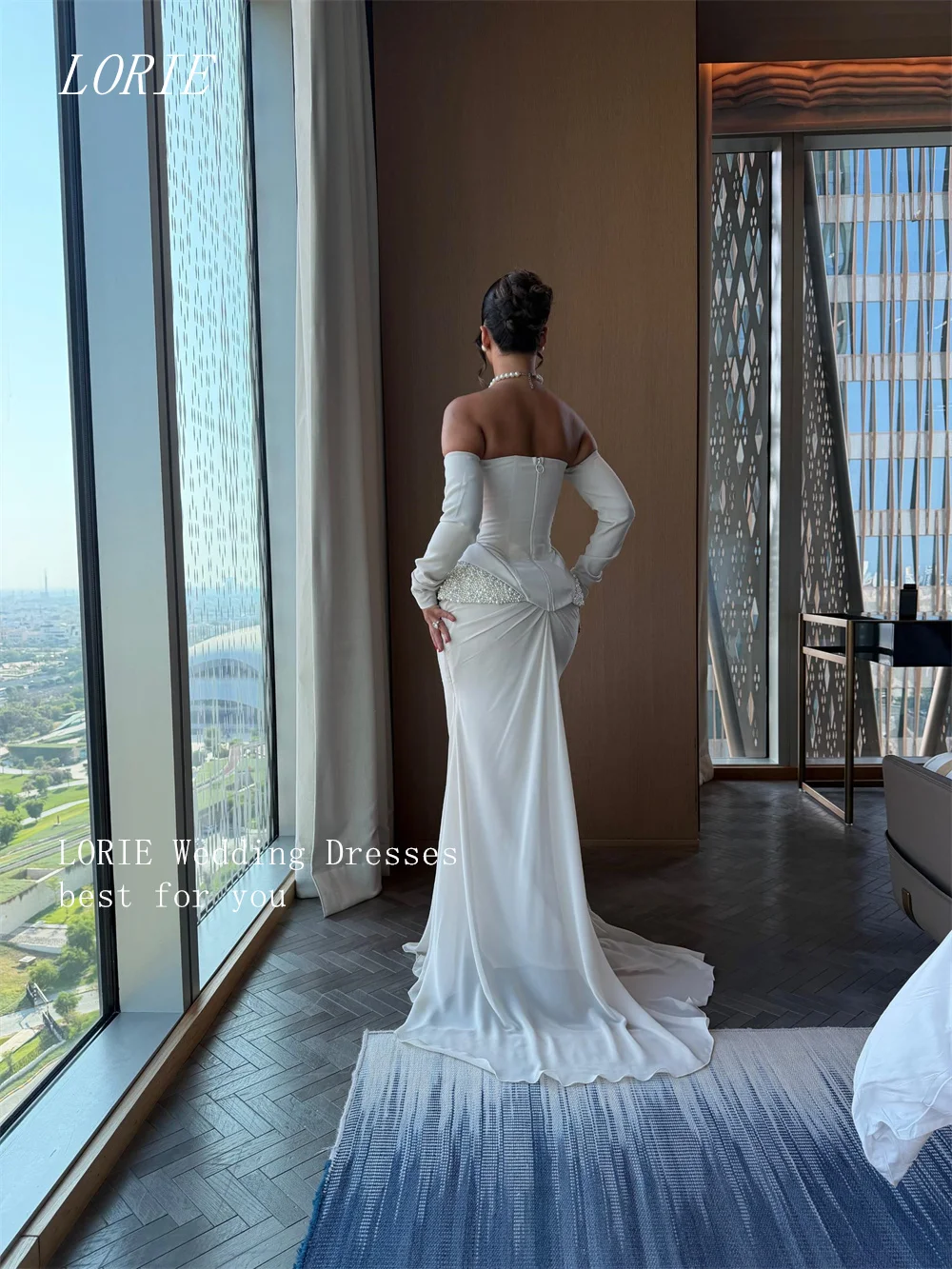 LORIE Luxury Mermaid Civil Wedding Dress Off The Shoulder Bridal Dresses Beading Party Engagement Wedding Gown Customized 2027