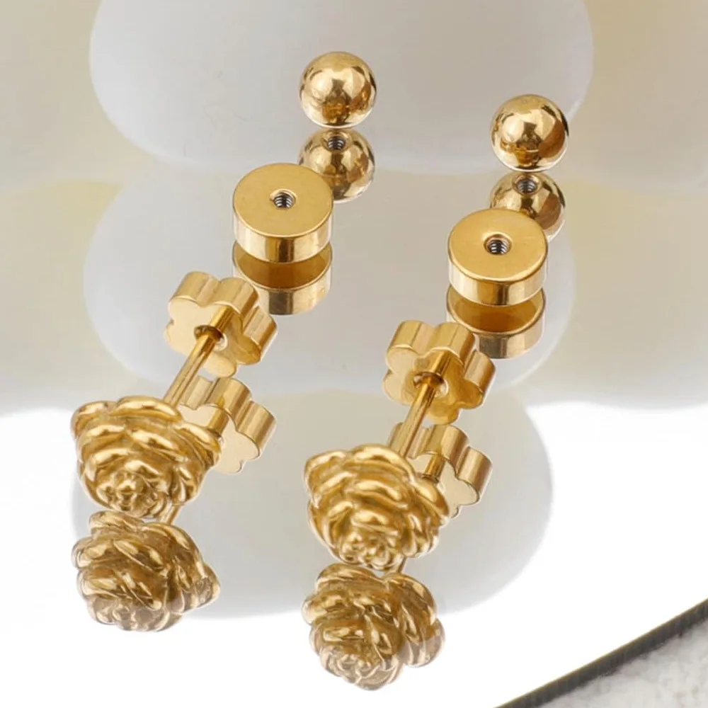 Wholesale 3Pairs Skull Barbell Stud Earrings Stainless Steel Round Punk Gothic Skull Pattern Earring Factory Direct