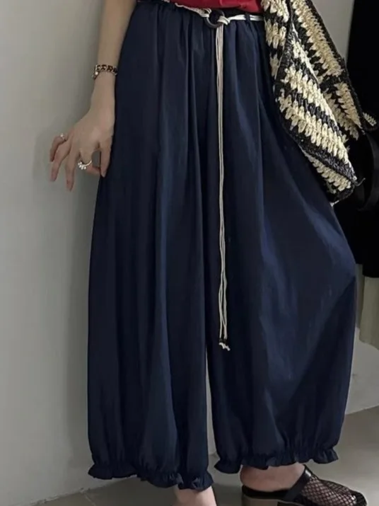 Koreanische Sle Vielseitige Casual Hosen frauen Hohe Taille Breite Bein Elastische Taille Design Frühling Sommer Neue Sle Floral Print