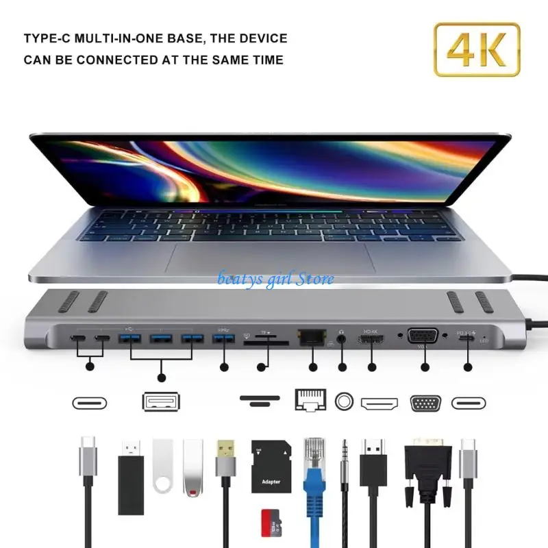 

C7AB ноутбук тип C Hubs 14port, включая HDMIS VGA RJ45 USB3.0 USB2.0.