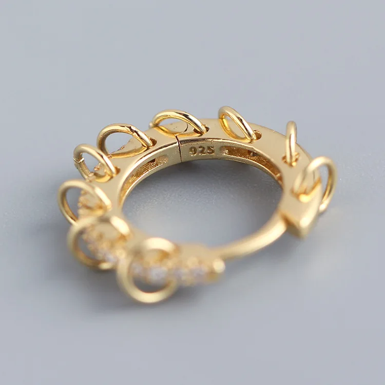 ANENJERY CZ Zirkon Kreis Creolen für Frauen Männer Punk Trendy Party Zubehör Mode Schmuck Geschenk – Detail 7