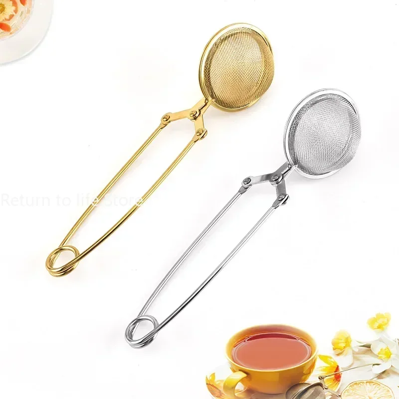 Stainless Steel Tea Infuser Sphere Filter Ball Teaspoon Squeeze Creative Strainer Tea Drip Handle Seasoning Mesh Spoon Ball