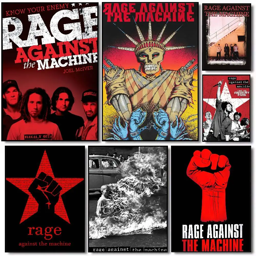 Póster de banda de Rock Rage Against The Machine Gallery, impresiones autoadhesivas para decoración del hogar, calcomanías de pared, pegatina para el salón