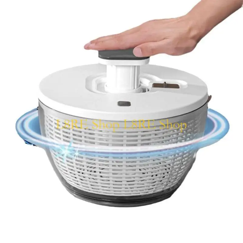 

L8RE Salad Spinner with Removable Basket Colander Bowl Manual Hand Powered Fruit Vegetable Dryer Dehydrator for Kitchen