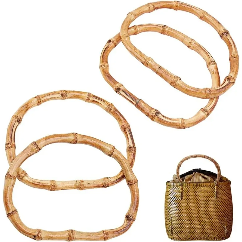 D Shape Round Bamboo Bag Wood Handles Handcrafted Vintage Handbag Replace Straps DIY Bag Accessories Natural Woden Handles 15cm