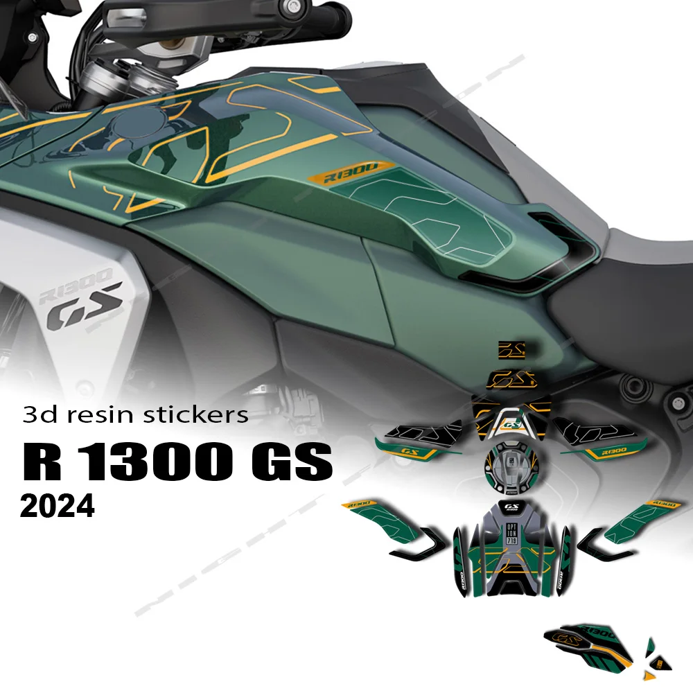 For R 1300 GS Light White Triple Black 2023-2024 3D Epoxy Resin Complete Sticker Kit