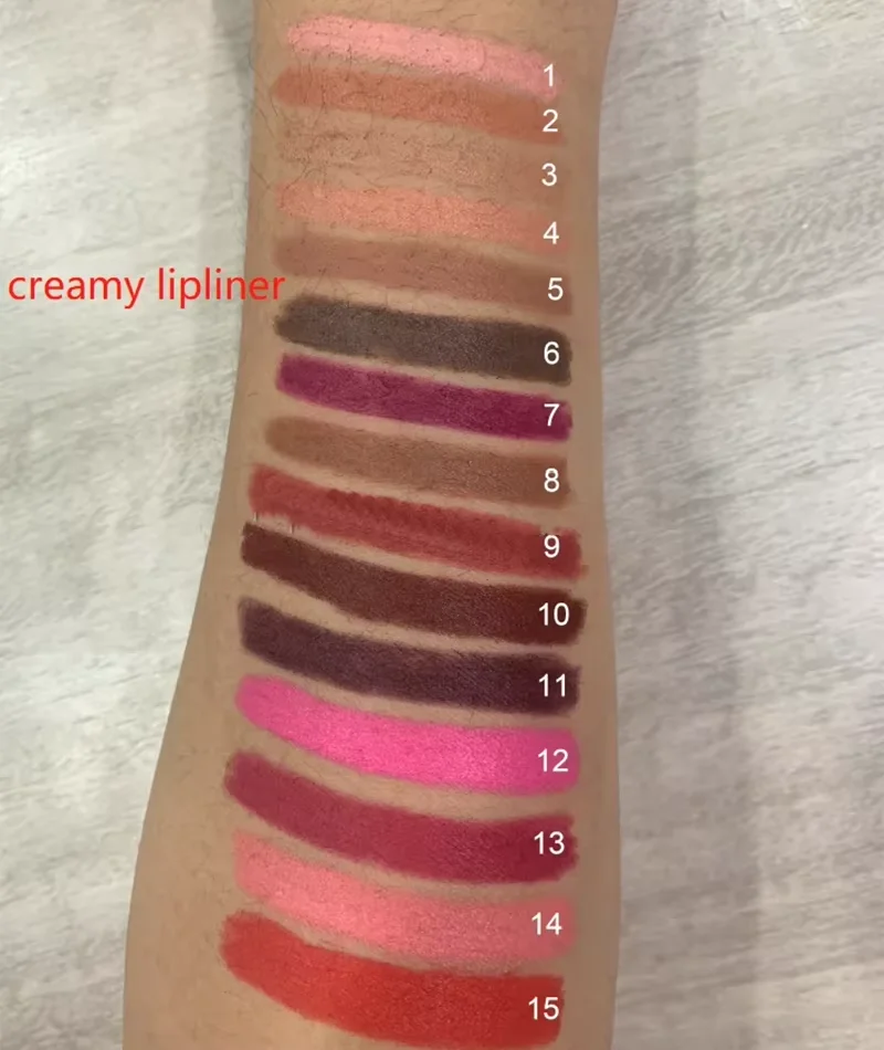 Matita per labbra in crema Marrone scuro Nude Pigmento liscio Trucco Matita per labbra Etichetta privata Commercio all'ingrosso Vegan Cruelty-Free
