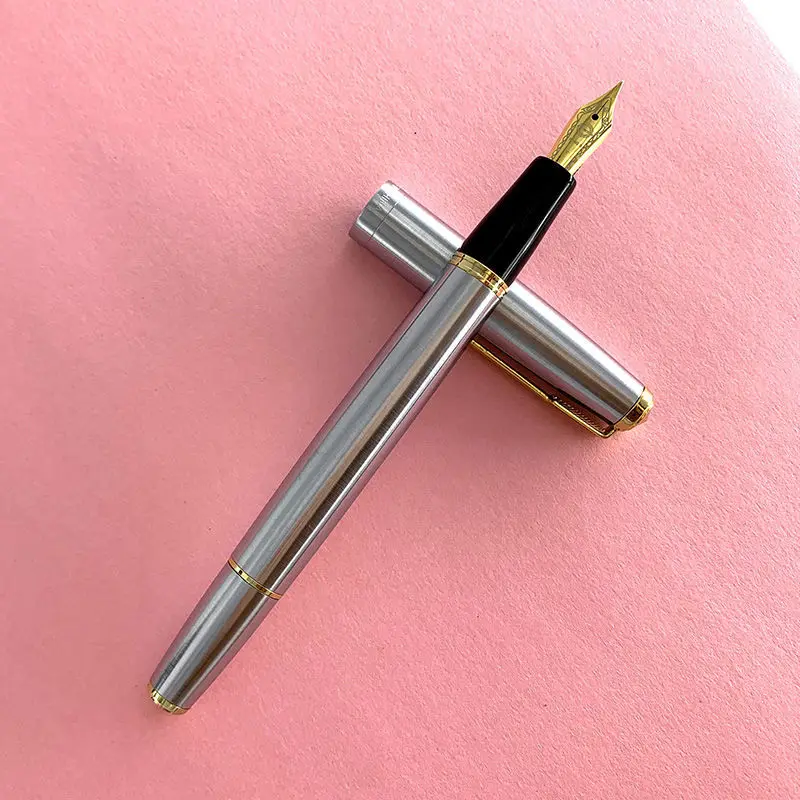 

Перьевая ручка JUNLAI с золотым стальным поршнем, высокое качество, F 0,5 мм, коллекция перо, металлические ручки для делового письма, роскошный подарок для практики
