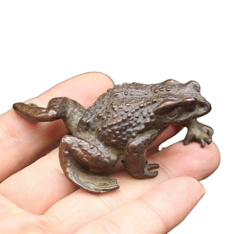 Antique Bronze Antique Battered Brass Gold Toad Tea Pet