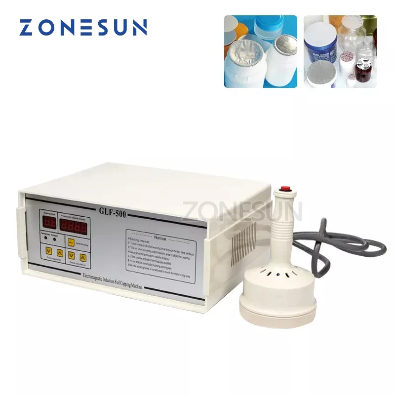 ZONESUN GLF-500 aluminum foil sealing machine, Plastic bottle sealing machine Drag bottle packing machine