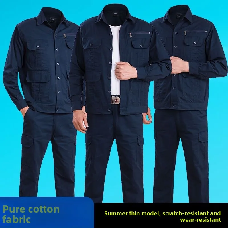 

Work Clothes Set Men's Wear-resistant Dirt-resistant Workshop Labor Insurance Clothes Anti-scalding Electric Welding Clothes